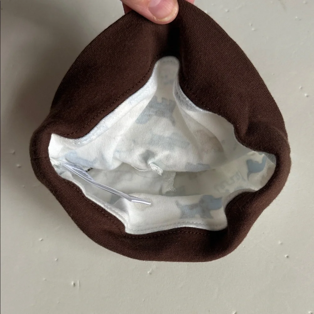 Dog Print Baby Hat with Brown Accents